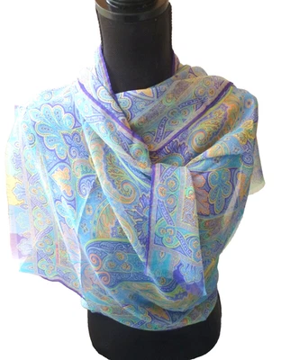 Etro Bufanda Envolvente Mantón Colorido Azul Estampado Etro Seda Oblonga Gasa 31 Nuevo con Etiquetas Foto 1 de 4