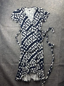 Cabi Dress Size XS Jersey Knit Blue Polka Dot True Wrap Dress Resort Beach Boho - Picture 1 of 9
