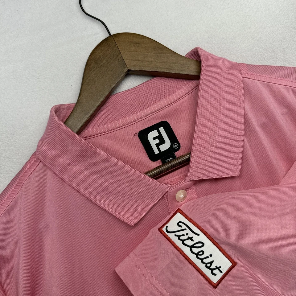 Footjoy Polo Shirt Men's 2XL Pink Titleist Patch Logo Stretch Performance Golf - Image 1 of 4