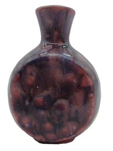 Vintage Studiokeramik Knospenvase Künstler signiert Steinzeug lila rosa 4 Zoll - Bild 1 von 10
