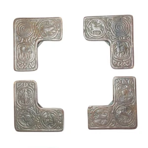 Rare Vintage Tiffany Studios Bronze Zodiac 4 Blotter Corners - Picture 1 of 10