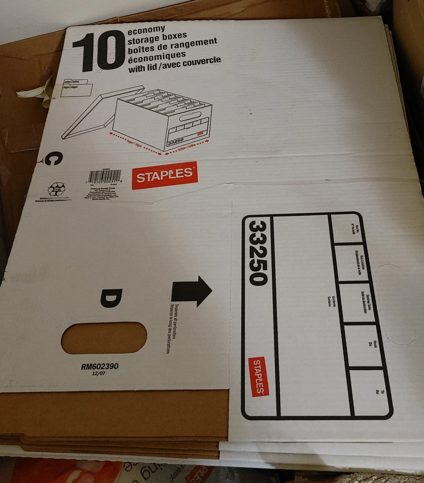 Staples 33250 экономичные коробки для хранения белые только 6 не 10 банковская коробка письмо новые - Изображение 1 из 1