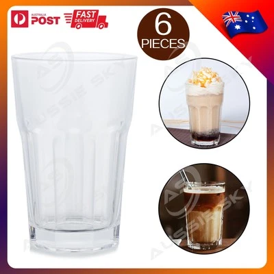 6Pcs Clear Glass Cups Drinking Tumbler Set for Juice Iced Coffee Milkshake Home - image 1 of 3