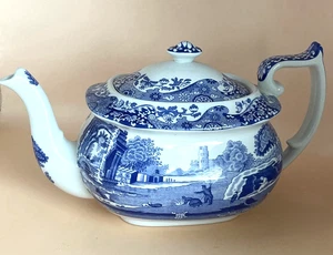 SPODE Italian Teapot A3447-AO Blue/White 5 Cups, Never Used England - Picture 1 of 12