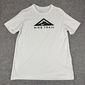 Nike Dri Fit Trail Running T-Shirt Tee White Mens Medium M - Picture 1 of 9