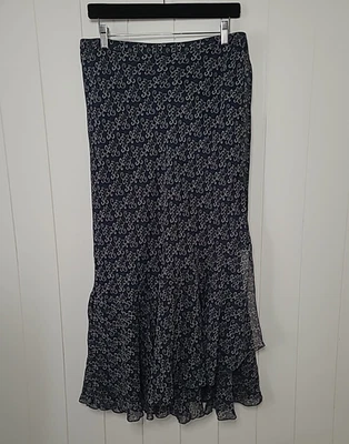 Falda envolvente boho de seda Sundance para mujer talla 10 azul tostado floral lazo cintura Lagenlook Foto 1 de 4