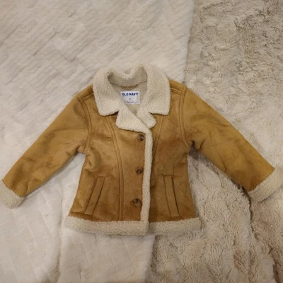 Toddlers Girls Suede/Sherpa Coat Tan Sz5T NWOT #0227 - Image 1 of 4