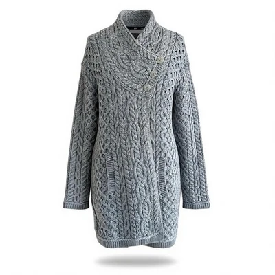 Cárdigan Aran Crafts Grueso Tejido con Cable Lana Merino Top Botones Talla L Usado Foto 1 de 4