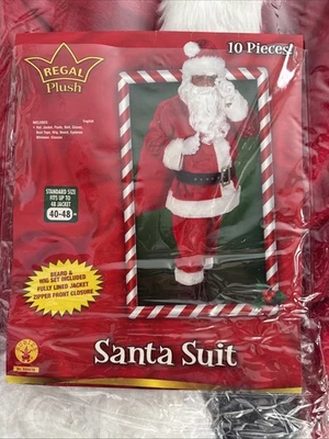 Disfraz de traje de Papá Noel de felpa de lujo de 10 piezas adulto L (40-48) talla estándar grande mediano Foto 1 de 4