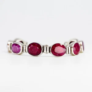 Sterling Silver Natural Ruby Bracelet 20cm #64304-1 - Picture 1 of 10