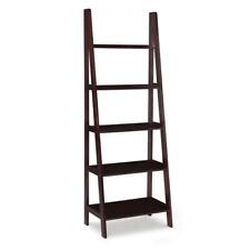Linon Home Decor Ladder Bookshelf Espresso Open Back Minimalistic Frame 5 Shelve