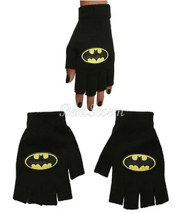 NEW DC Comics Super Hero BATMAN LOGO Dark Knight Knit Fingerless Costume Gloves  - Picture 1 of 3