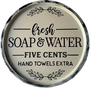 Seife & Wasser Landhausstil 13" rund Metalldekor - Bild 1 von 6