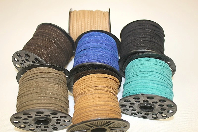 Real Suede *High Quality* Leather * Stitched * 3mm Wide * Six Color Available - Image 1 of 2