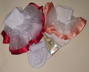 NEW LACE ANKLET SOCKS 2 PAIR SAVINGS FITS SHOE SIZES 3-7 GIRLS - Picture 1 of 2