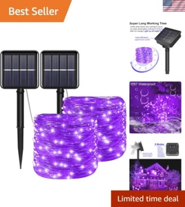 2 Pack Solar-Powered Waterproof Purple LED String Lights - 100 Lights, 8 Modes - Picture 1 of 9