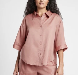 NEW Athleta Cotton Dreams Oversized Top Size XL Pink NWT $69 Retail - Picture 1 of 13