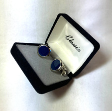 CL1301S CLASSIXjewels CUFF LINKS with ROYAL BLUE  EPOXY CENTER