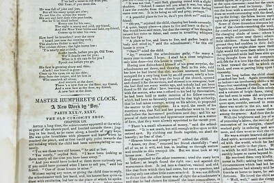 1841 THE NEW-YORKER Jan 2 Charles Dickens MASTER HUMPHREY'S CLOCK 1st American - Image 1 of 4