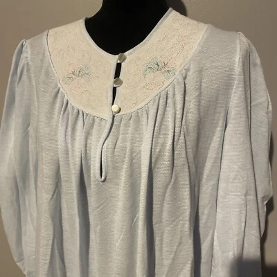 Camisón Sears Touch of Fluff Vintage Con Etiquetas Camisón Manga Larga Azul Foto 1 de 4