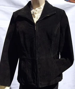 Woman's Size M Boston Harbor Black Suede Leather Jacket - Picture 1 of 6
