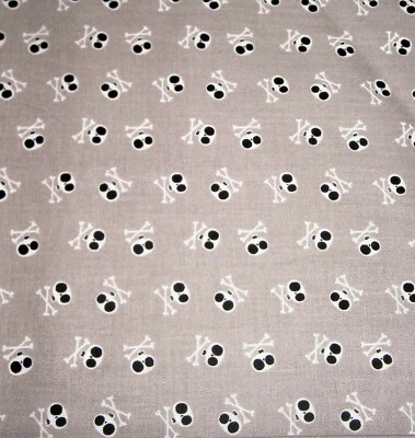 Gray Skull & Crossbones Blackbeard's Pirates Riley Blake Cotton Fabric 44x2yds  - Image 1 of 2