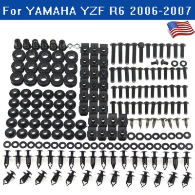 US Stock For Yamaha YZF R6 2006-2007 Stainless Fairing Bolts Screws Kit Black - Изображение 1 из 4