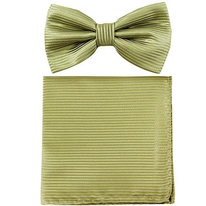 Nueva pajarita formal de poliéster preatada_hankie rayas horizontales verde salvia - Imagen 1 de 3