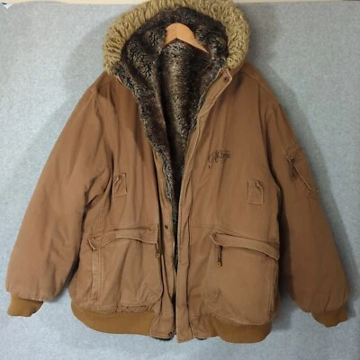 Abrigo de piel Akademiks 3XL raro para hombre/granero de trabajo con capucha reversible de gran tamaño Yk2 años 90 Foto 1 de 4