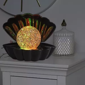 Lampada LED Black Clam Sea Pearl Shell Cambio Colore Letto Luce Umore Notturno USB - Foto 1 di 9