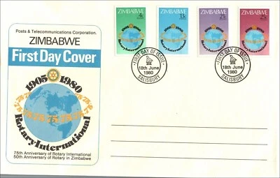 Zimbabwe 1980 Rotary International Anniversary FDC Salisbury SHS - Image 1 of 3