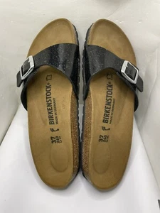 BIRKENSTOCK MADRID SANDALS BLACK SPARKLE SINGLE STRAP SIZE EU 37 WOMENS SLIDES - Picture 1 of 5