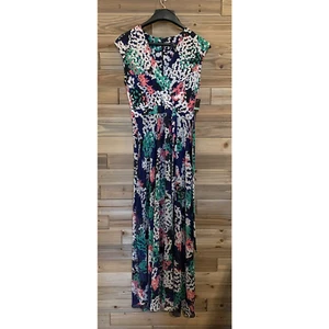 JUST TAYLOR Sleeveless V Neck Wrap Lined Floral Flowy Maxi Dress Women's Size 8 - Picture 1 of 16