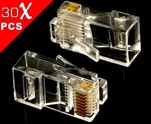 30X PLUG CONNETTORI RJ45 LAN-ETHERNET CAVO DI RETE 8P8C LAN RJ 45 CONNECTOR - Foto 1 di 2