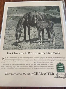 Vintage 1940 Quaker State Oil Stud Colt ad - Picture 1 of 1