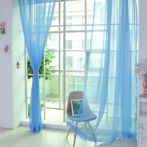 New Plain Tulle Voile Door Window Curtain Drape Panel Sheer Soft Scarf Valances☋ - Picture 1 of 28