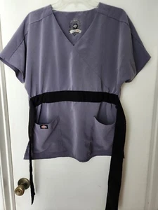 Dickies kurzärmelige V-Ausschnitt-Krawatte schwarz Label Damen-Peeling-Top - Bild 1 von 3