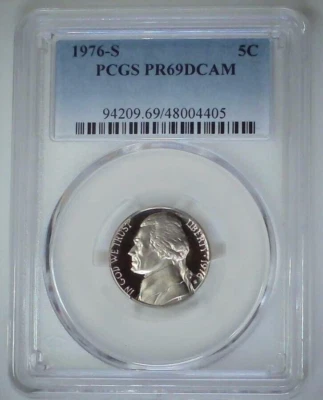 1976-S 5C Jefferson Nickel PCGS PR69DCAM 24stt1024 - Image 1 of 4