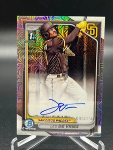 2024 Bowman Chrome LEO DE VRIES HTA REFRACTOR AUTO 4/150 #CPA-LD - Picture 1 of 2