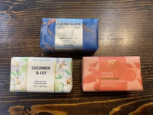 Bath + Body Works Soap Bar Bundle of 3 Orange Ginger, Clean Slate, Cucumber Lily - Picture 1 of 8