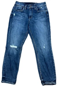 Jeans argento elasticizzato Avery skinny crop invecchiato jeans sfilacciato donna 30x26 - Foto 1 di 12