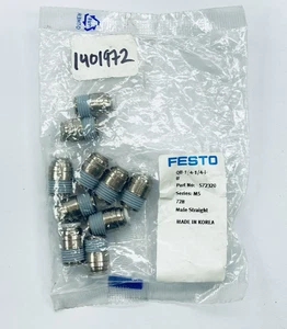 Bag of 10 Festo QB-1/4-1/4-I-U 572320 Push-In Fitting 1/4"OD Push-In to 1/4"NPT - Picture 1 of 7