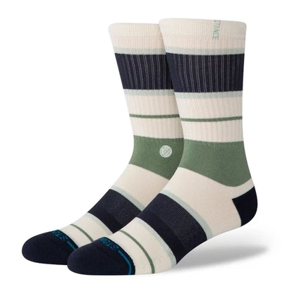 Calcetines informales unisex Stance Butter Blend Crew, delicia a rayas/lona, grandes Foto 1 de 3