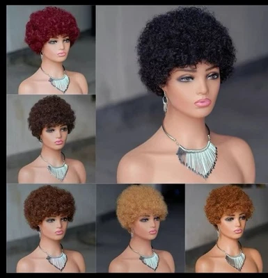 Peluca Bob Afro Rizado 6 Pulgadas - Cabello Humano Real, Estilo Afro Natural (paquete de 12) Foto 1 de 2