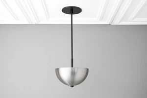 Steel Dome Pendant Light | Polished Finish | Ceiling Lamp E26/E27 Socket - Picture 1 of 5