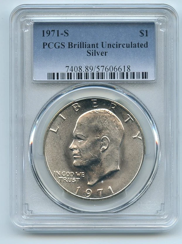 1971 S $1 Silver Ike Eisenhower Dollar PCGS Brilliant Uncirculated BU - Image 1 of 1