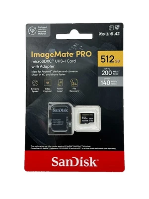 SanDisk SDSQXBD- 512GB ImageMate Pro microSDXC UHS-1 Memory Card. NEW - Image 1 of 3