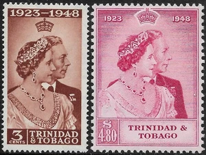 Trinidad & Tobago 1948 set sg 259-60 MH Silver Wedding - Picture 1 of 2