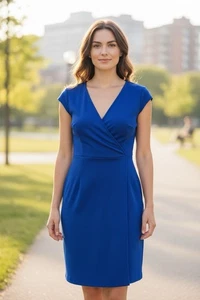 ST. JOHN Santana Strickkleid royalblau knielang GR. 4 - Bild 1 von 22