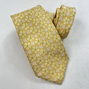 Hugo Boss Floral Yellow Gold Silk Tie Men’s Luxury Necktie Made Italy - Picture 1 of 8